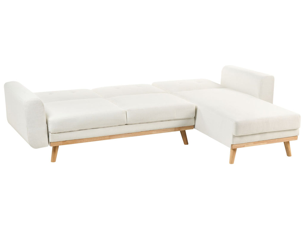 Corner Sofa Bed KAARINA Fabric White 3 Seater Left Hand