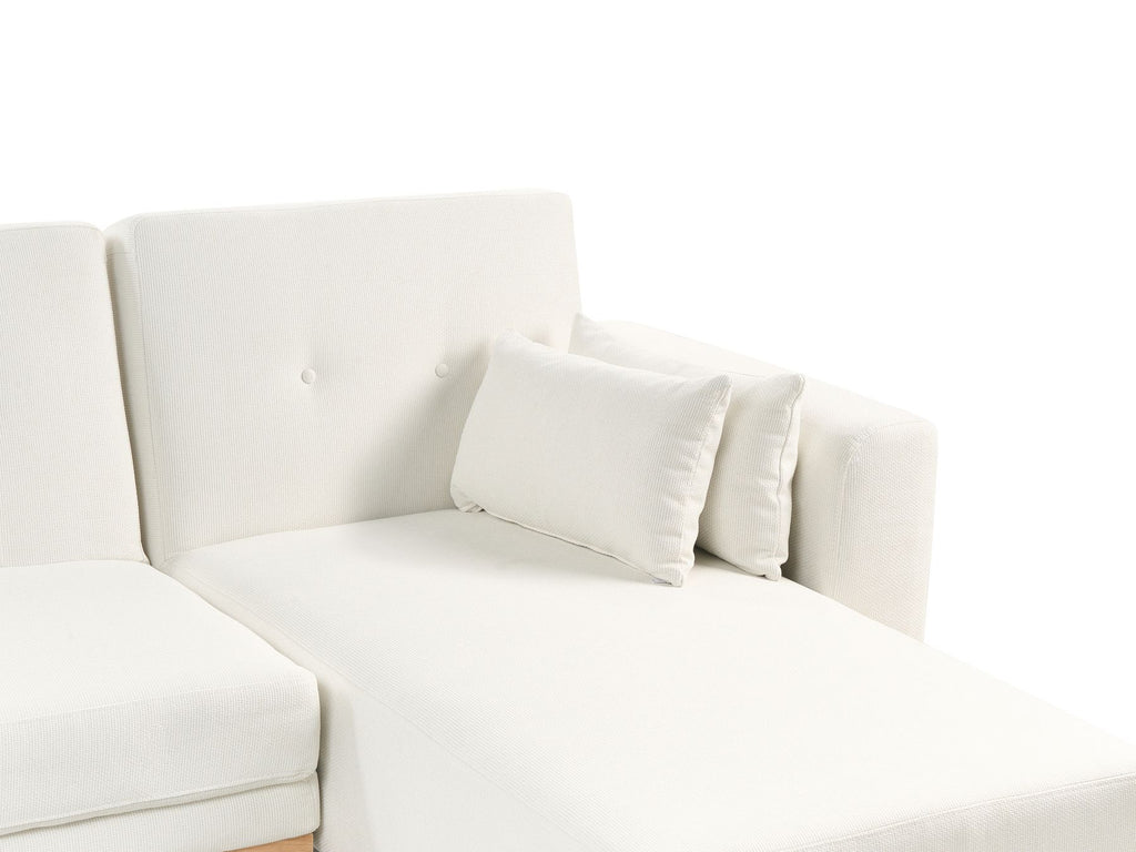 Corner Sofa Bed KAARINA Fabric White 3 Seater Left Hand