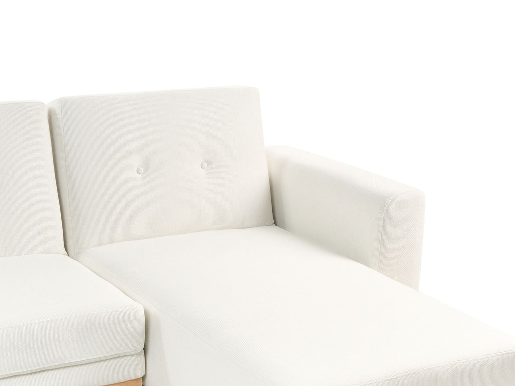 Corner Sofa Bed KAARINA Fabric White 3 Seater Left Hand