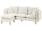 3 Seater Fabric Sofa with Ottoman White DALVIK
