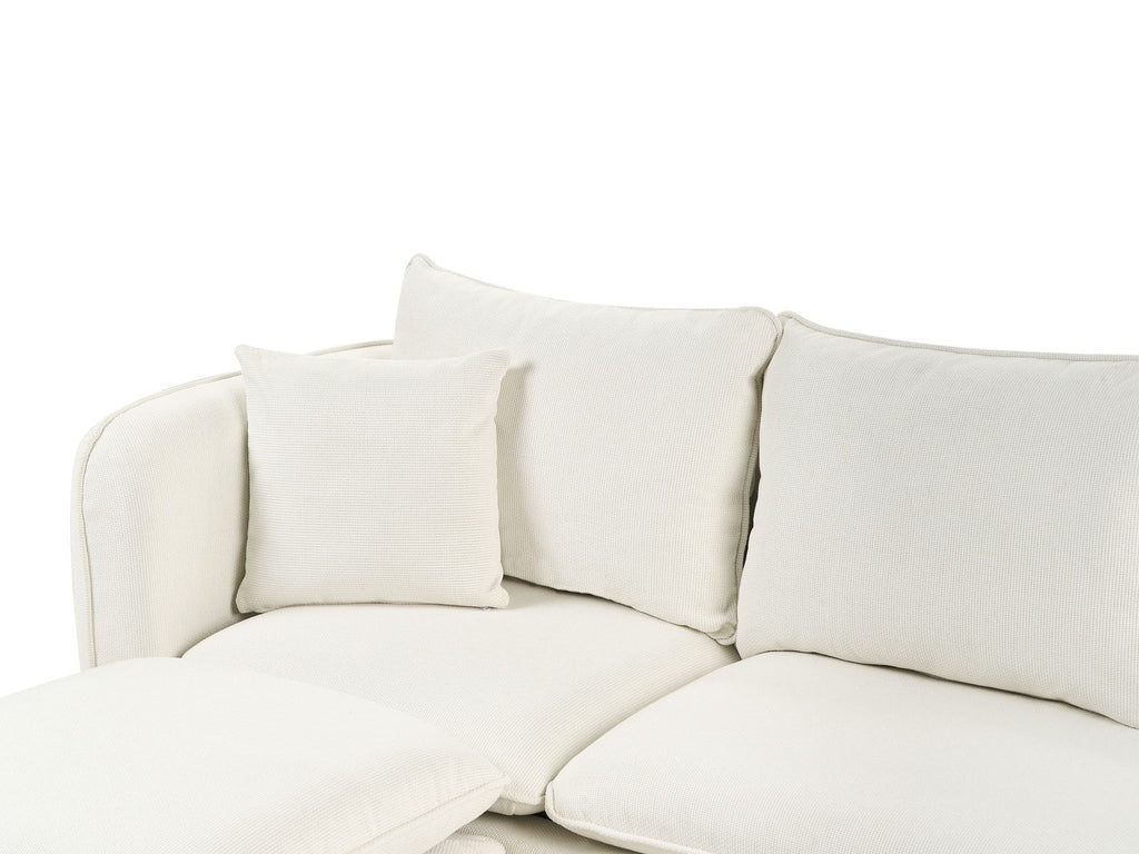 3 Seater Fabric Sofa with Ottoman White DALVIK