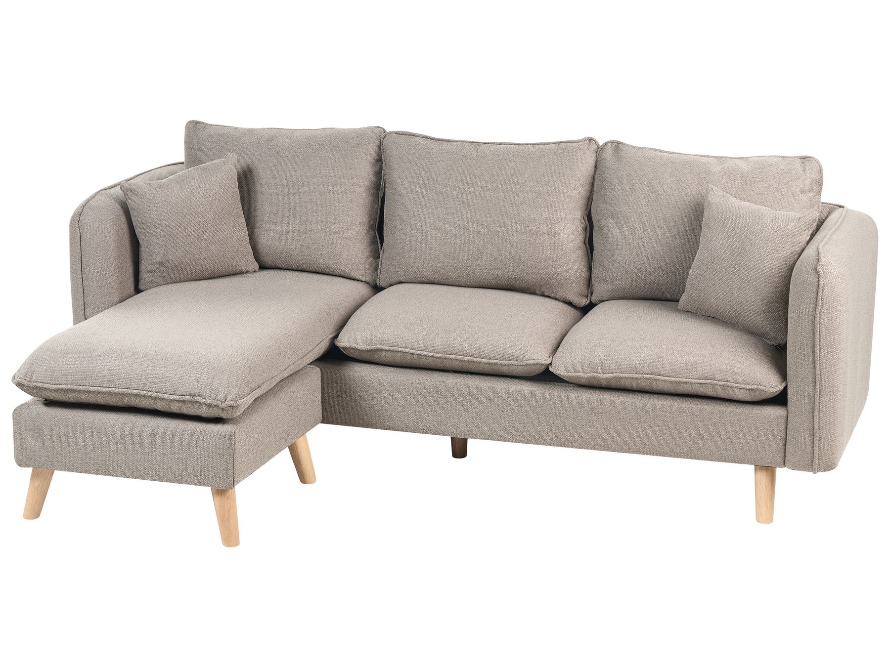 3 Seater Fabric Sofa with Ottoman Light Brown DALVIK