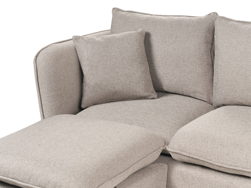 3 Seater Fabric Sofa with Ottoman Light Brown DALVIK