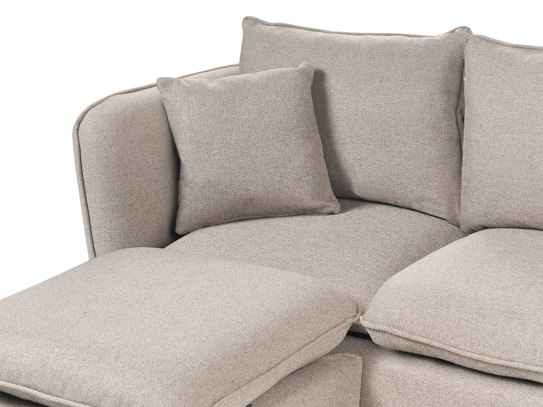 3 Seater Fabric Sofa with Ottoman Light Brown DALVIK