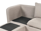 3 Seater Fabric Sofa with Ottoman Light Brown DALVIK