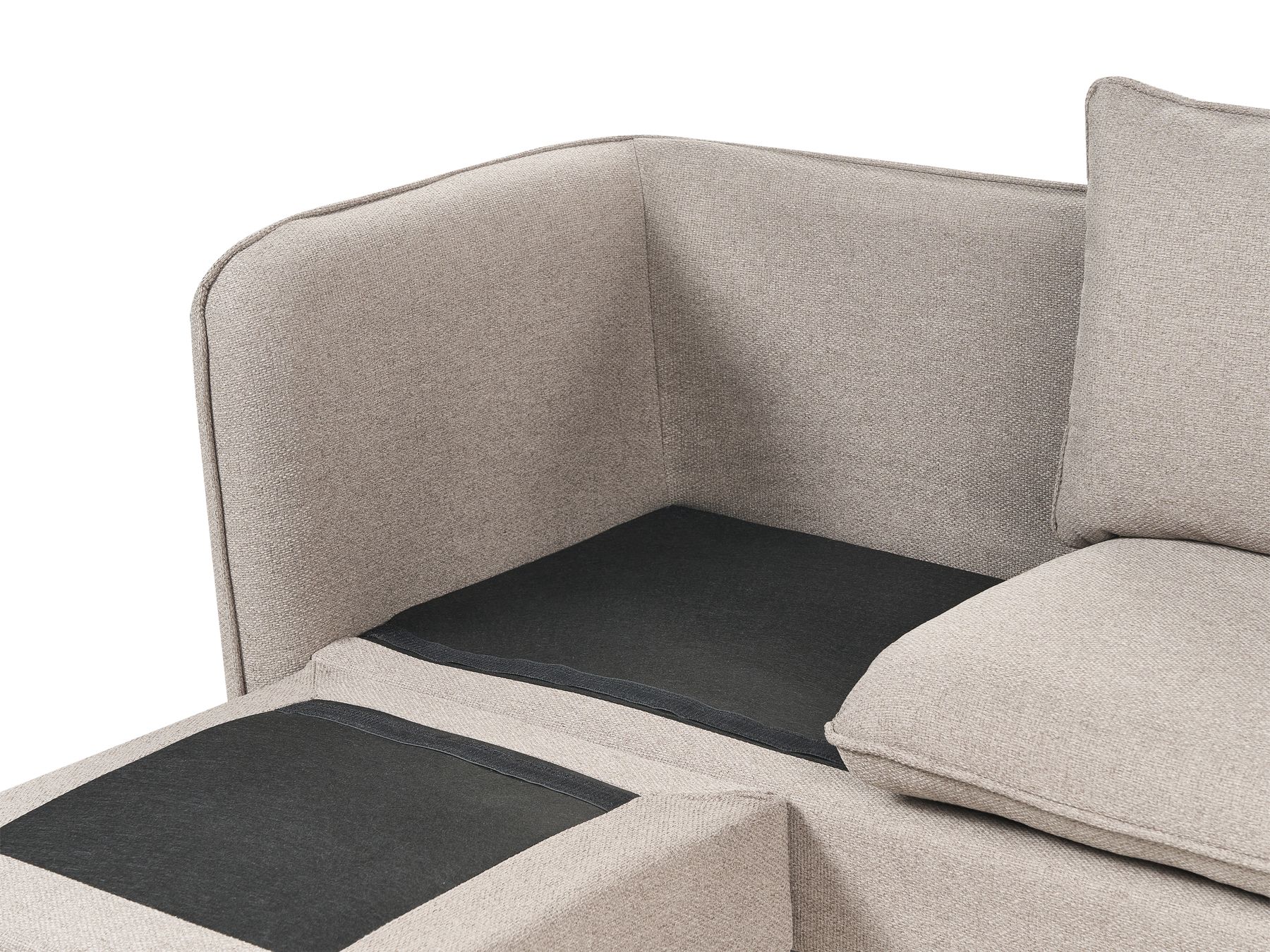 3 Seater Fabric Sofa with Ottoman Light Brown DALVIK