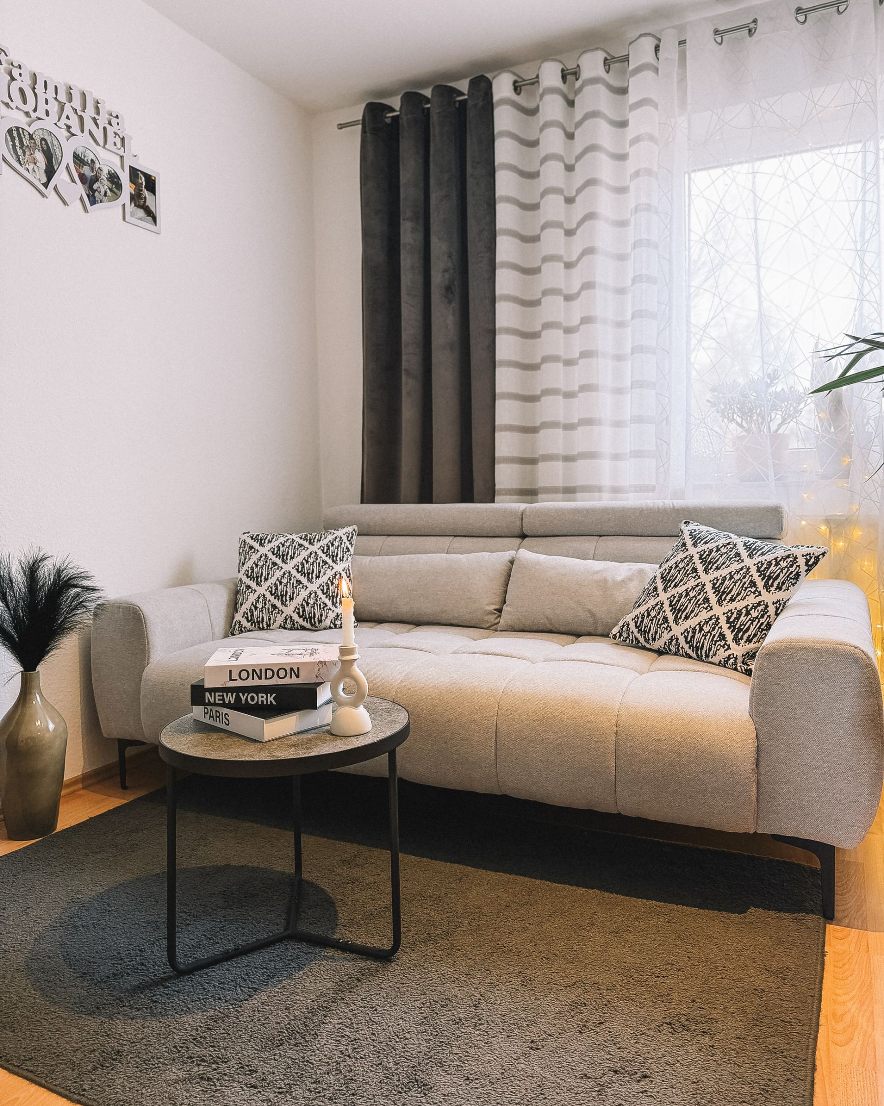 3 Seater Fabric Sofa Grey VEGAMO