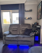 2 Seater Velvet LED Electric Recliner Sofa with USB Port Grey BERGEN