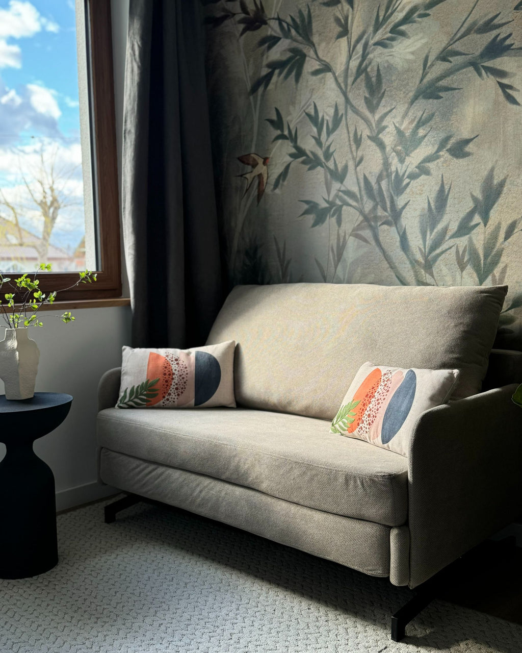 Fabric Sofa Bed Taupe BELFAST
