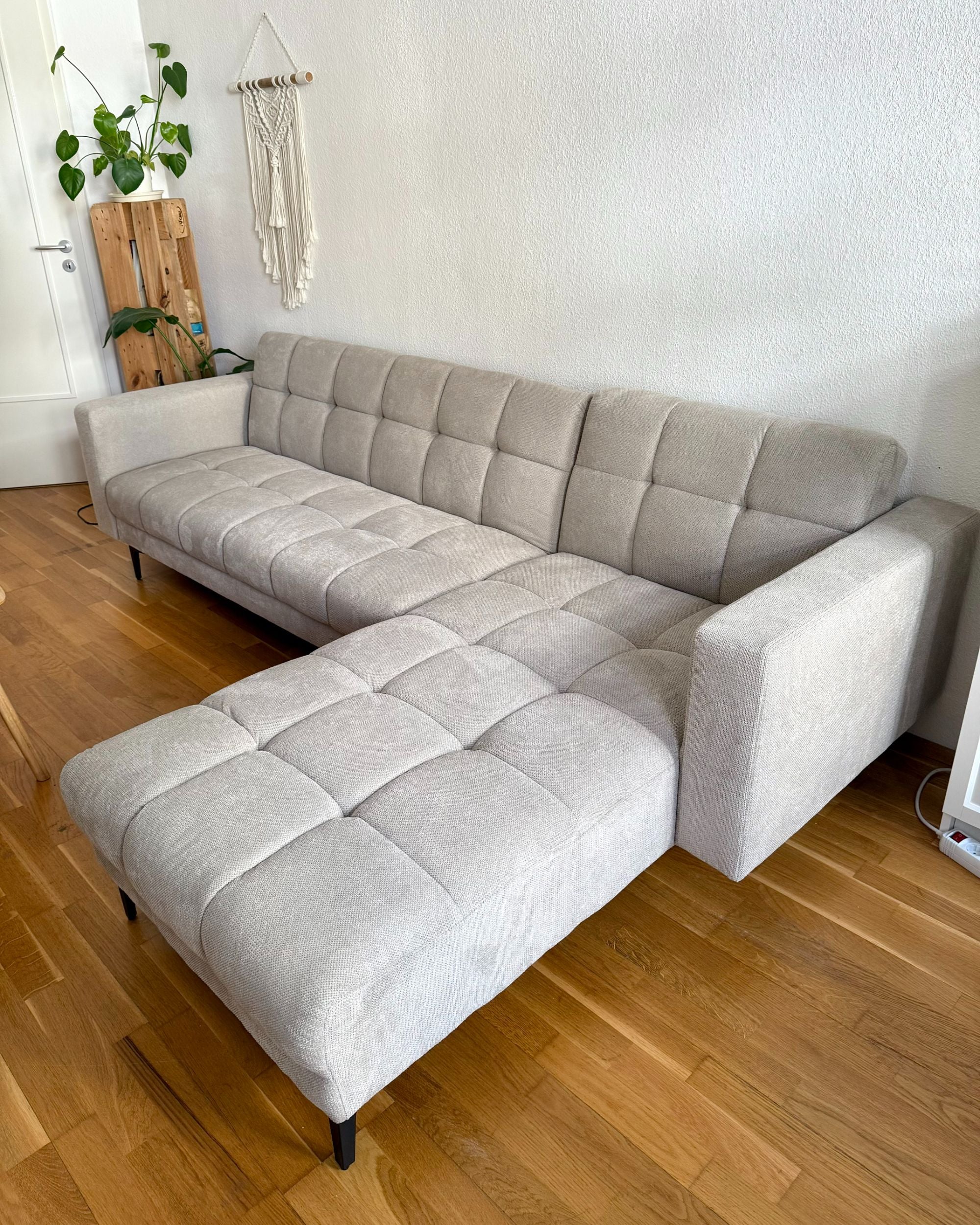 Modular Corner Sofa Bed ALNES Fabric Beige 4 Seater