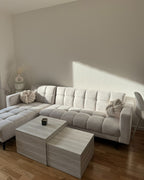 Modular Corner Sofa Bed ALNES Fabric Off-White 4 Seater Right Hand