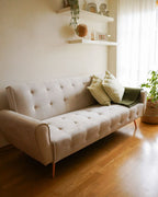 Sofa Bed SELNES Velvet Light Beige 3 Seater