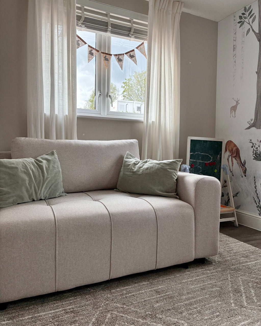 Sofa Bed INNVIK Fabric Light Beige with Storage 2 Seater