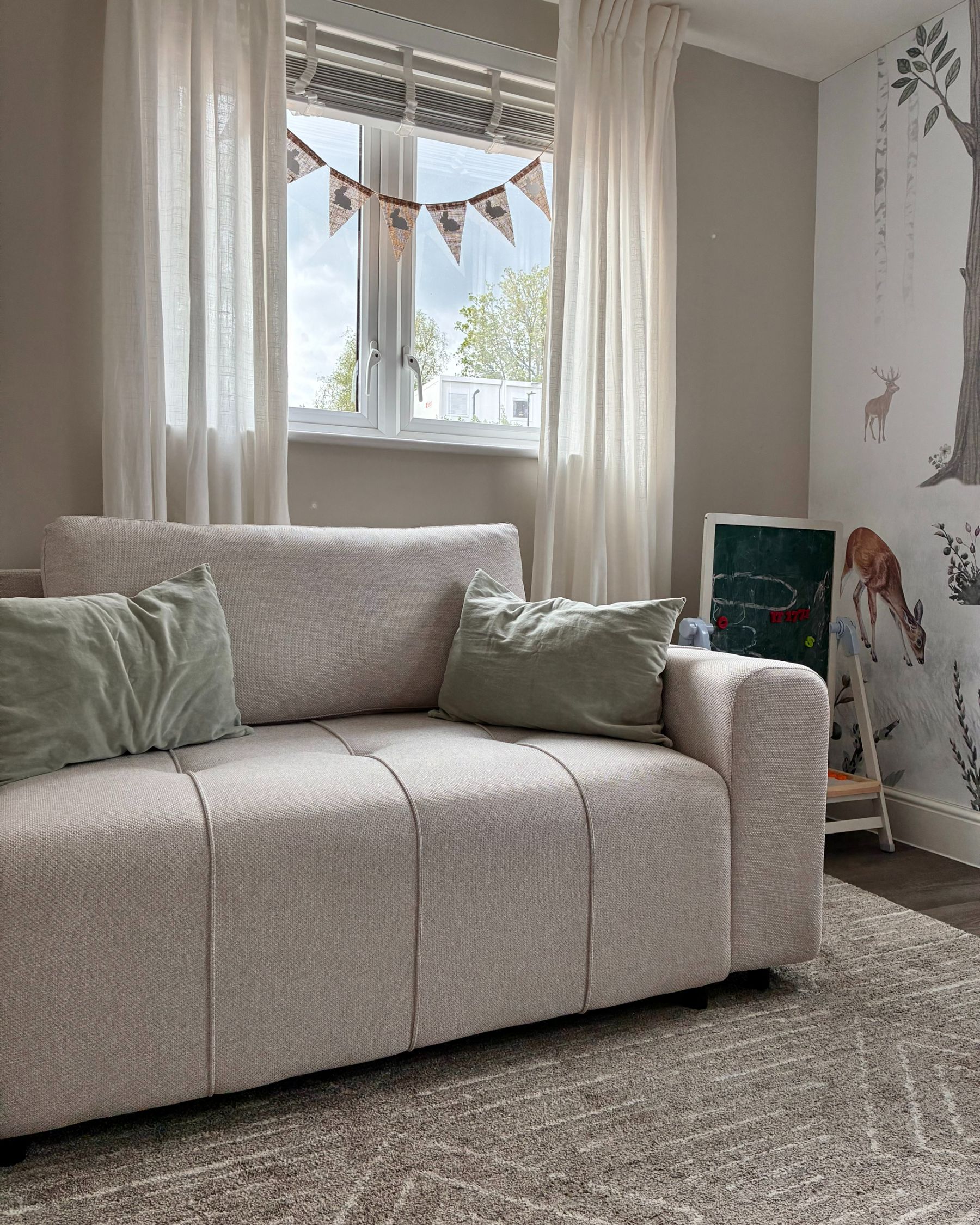 Sofa Bed INNVIK Fabric Light Beige with Storage 2 Seater