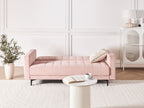 Sofa Bed ABERDEEN Velvet Pastel Pink 3 Seater