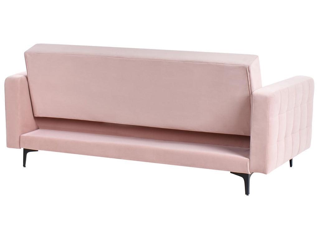 Sofa Bed ABERDEEN Velvet Pastel Pink 3 Seater