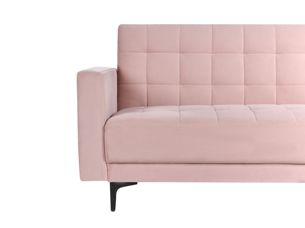 Sofa Bed ABERDEEN Velvet Pastel Pink 3 Seater