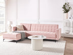 Modular Corner Sofa Bed ABERDEEN Velvet Pastel Pink 4 Seater Right Hand