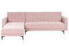 Modular Corner Sofa Bed Velvet Pastel Pink 4 Seater Right Hand