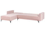 Modular Corner Sofa Bed ABERDEEN Velvet Pastel Pink 4 Seater Right Hand
