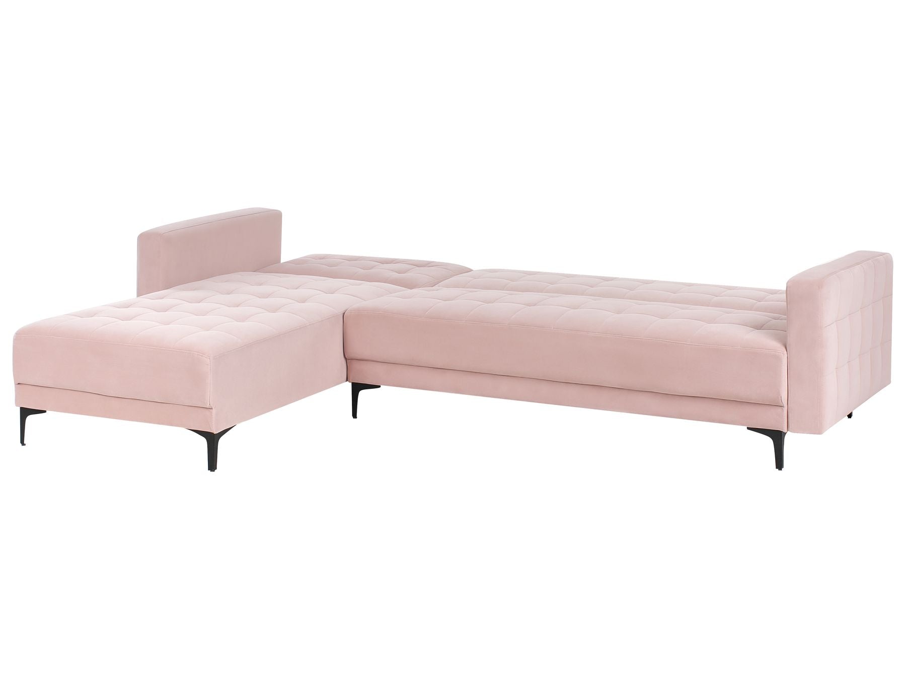 Modular Corner Sofa Bed ABERDEEN Velvet Pastel Pink 4 Seater Right Hand