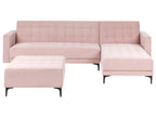 Modular Corner Sofa Bed ABERDEEN Velvet Pastel Pink 4 Seater Left Hand