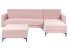 Modular Corner Sofa Bed Velvet Pastel Pink 4 Seater Left Hand