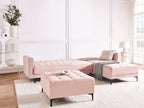 Modular Corner Sofa Bed ABERDEEN Velvet Pastel Pink 4 Seater Left Hand