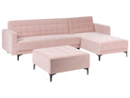 Modular Corner Sofa Bed ABERDEEN Velvet Pastel Pink 4 Seater Left Hand