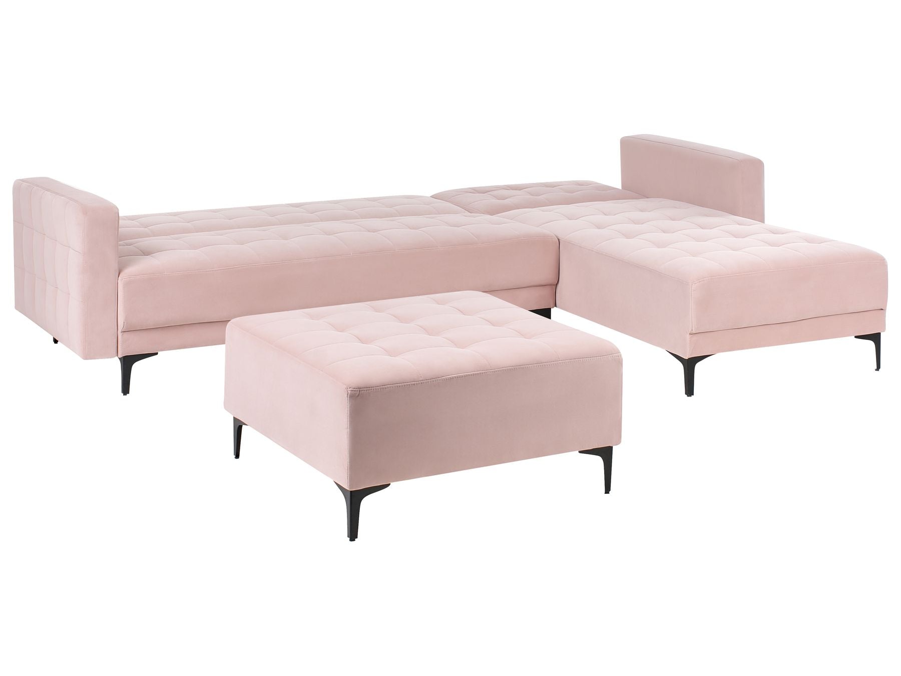 Modular Corner Sofa Bed ABERDEEN Velvet Pastel Pink 4 Seater Left Hand