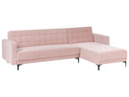 Modular Corner Sofa Bed ABERDEEN Velvet Pastel Pink 4 Seater Left Hand