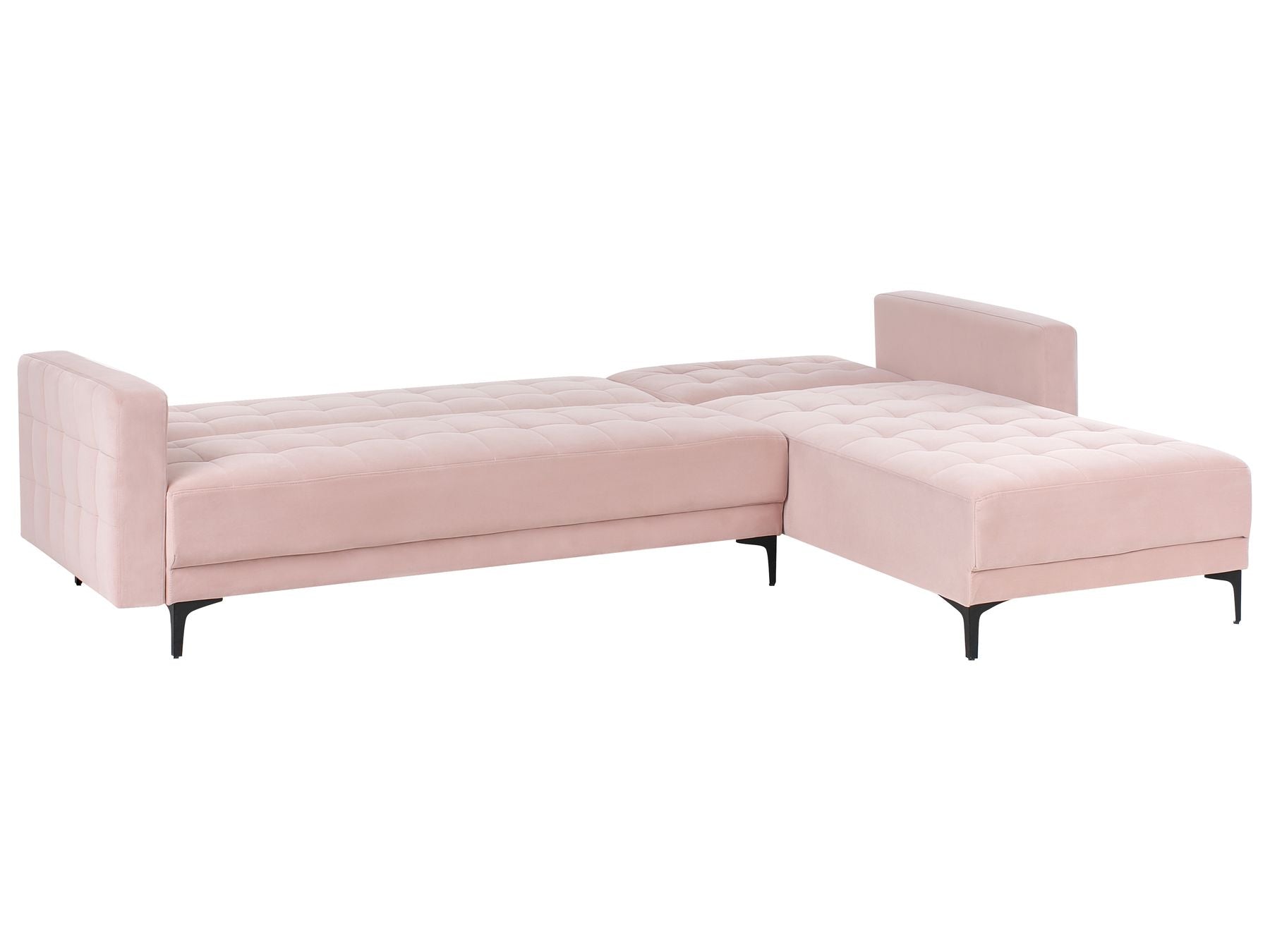 Modular Corner Sofa Bed ABERDEEN Velvet Pastel Pink 4 Seater Left Hand