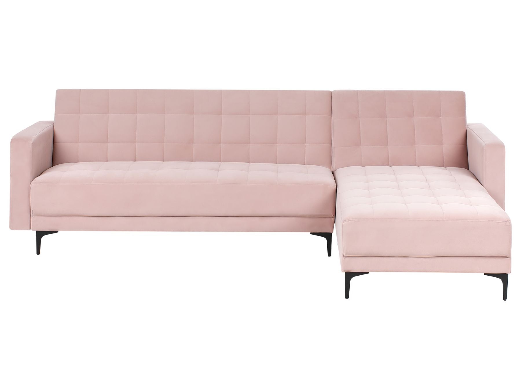 Modular Corner Sofa Bed ABERDEEN Velvet Pastel Pink 4 Seater Left Hand