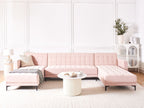 Modular U-Shape Sofa Bed ABERDEEN Velvet Pastel Pink 5 Seater
