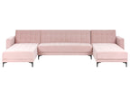Modular U-Shape Sofa Bed ABERDEEN Velvet Pastel Pink 5 Seater