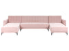 Modular U-Shape Sofa Bed Velvet Pastel Pink 5 Seater