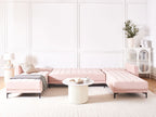 Modular U-Shape Sofa Bed ABERDEEN Velvet Pastel Pink 5 Seater