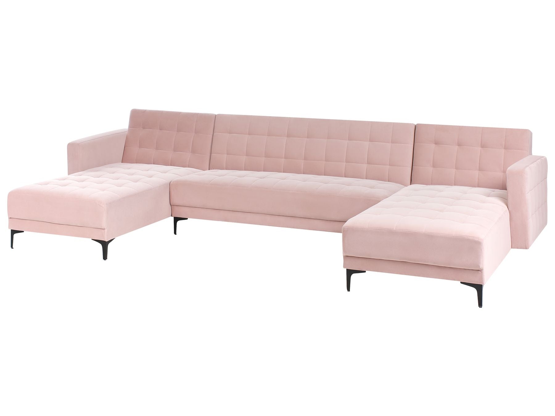 Modular U-Shape Sofa Bed ABERDEEN Velvet Pastel Pink 5 Seater