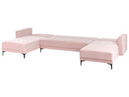 Modular U-Shape Sofa Bed ABERDEEN Velvet Pastel Pink 5 Seater