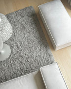 Modular Corner Sofa HELLNAR Velvet Light Beige with Ottoman 2 Seater Left Hand