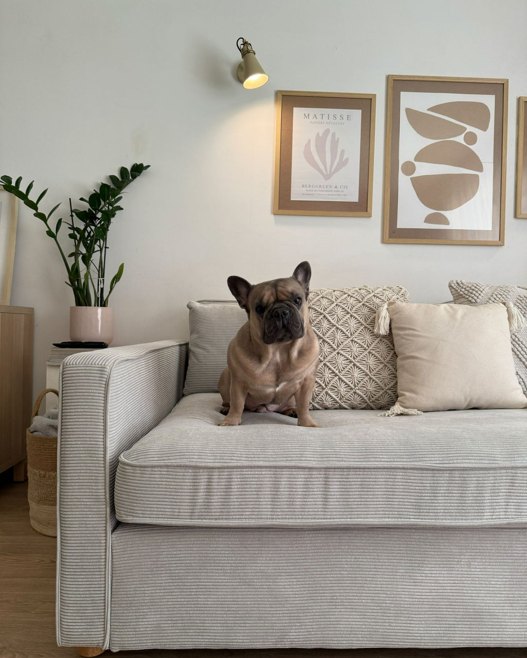 3 Seater Cord Sofa Light Grey VINSTRA