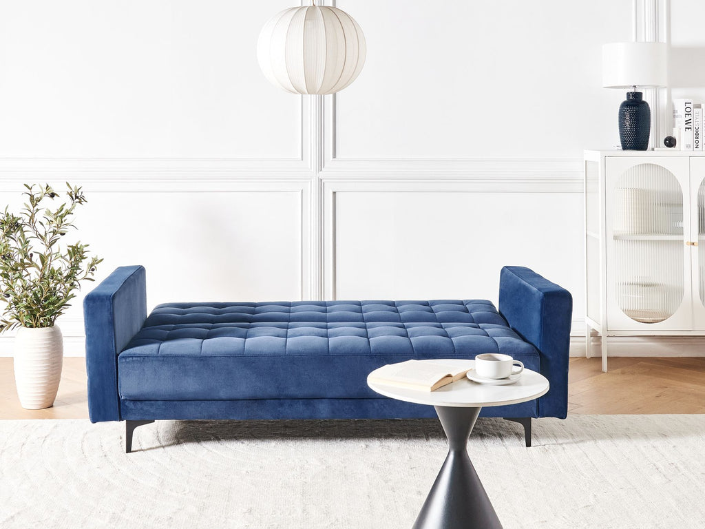 Sofa Bed ABERDEEN Velvet Blue 3 Seater