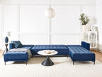 Modular U-Shape Sofa Bed ABERDEEN Velvet Blue 5 Seater