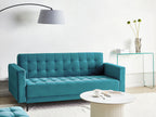 Sofa Bed ABERDEEN Velvet Sea Blue 3 Seater
