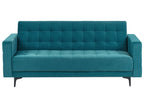 Sofa Bed ABERDEEN Velvet Sea Blue 3 Seater