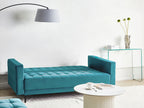 Sofa Bed ABERDEEN Velvet Sea Blue 3 Seater
