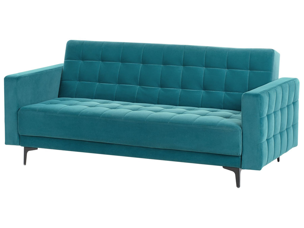 Sofa Bed ABERDEEN Velvet Sea Blue 3 Seater