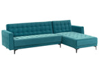Modular Corner Sofa Bed ABERDEEN Velvet Sea Blue 4 Seater Left Hand