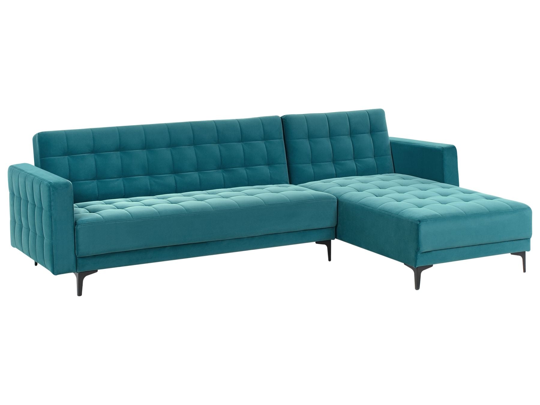 Modular Corner Sofa Bed ABERDEEN Velvet Sea Blue 4 Seater Left Hand