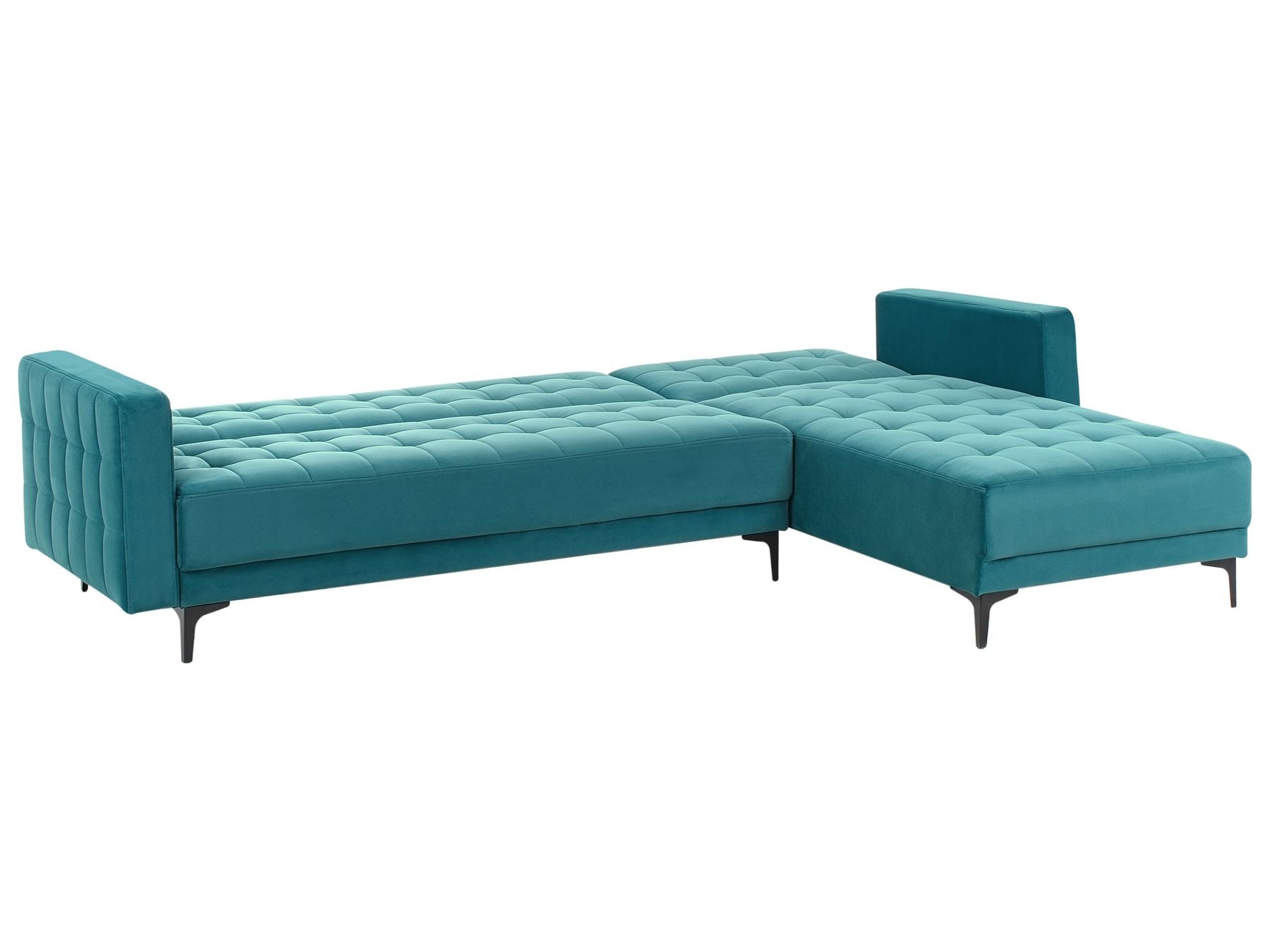 Modular Corner Sofa Bed ABERDEEN Velvet Sea Blue 4 Seater Left Hand